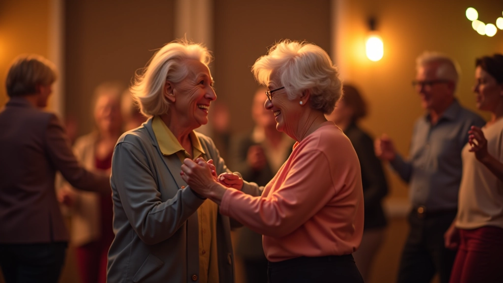 Diverse group of seniors connecting through dance